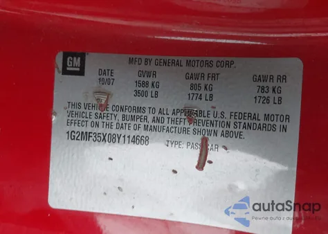 2008 Pontiac Solstice Gxp из США, поврежденный, VIN 1G2MF35X08Y114668